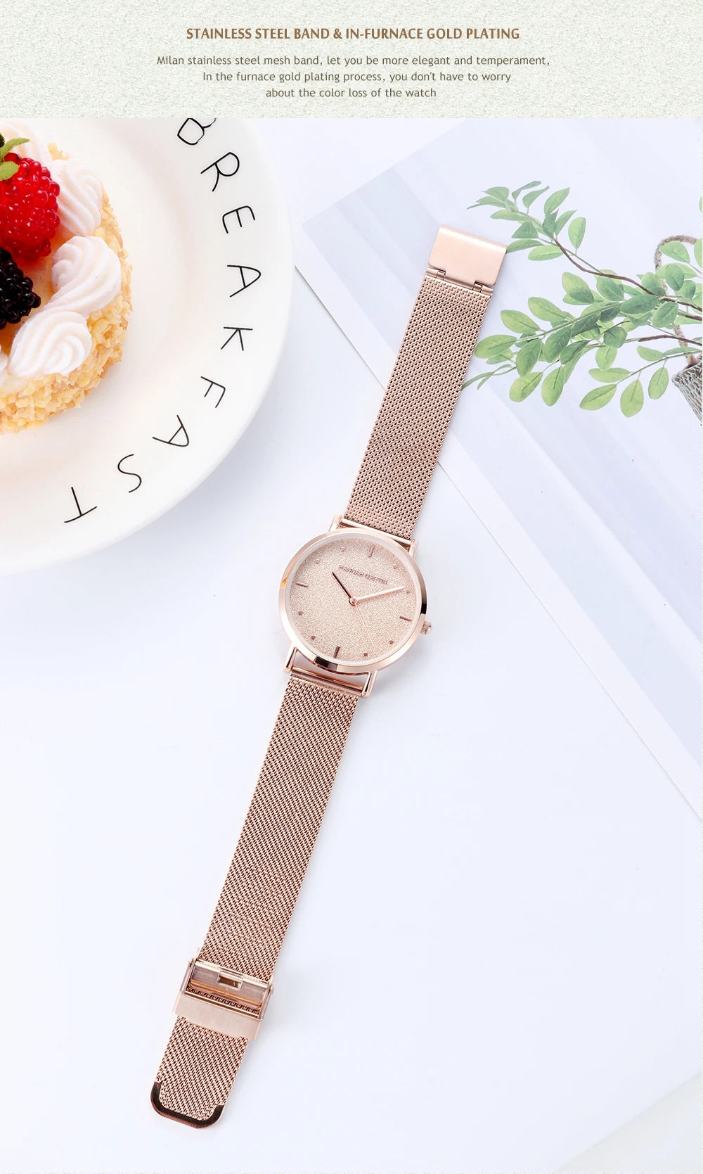 Hannah Martin Rose Gold Mesh Watch – Elegant Women’s Luxury Timepiece