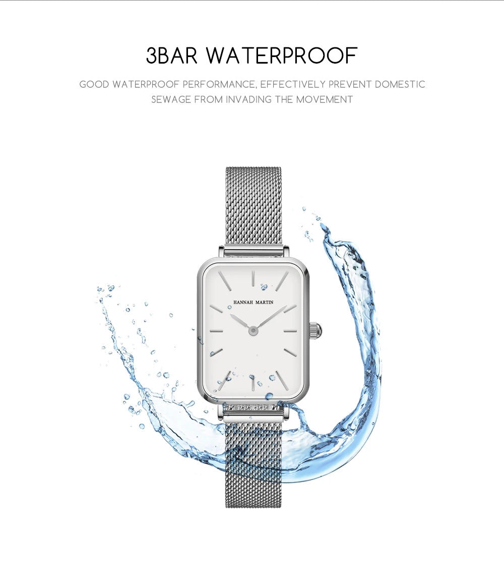 Elegant Square Dial Mesh Strap Watch – Multiple Colours