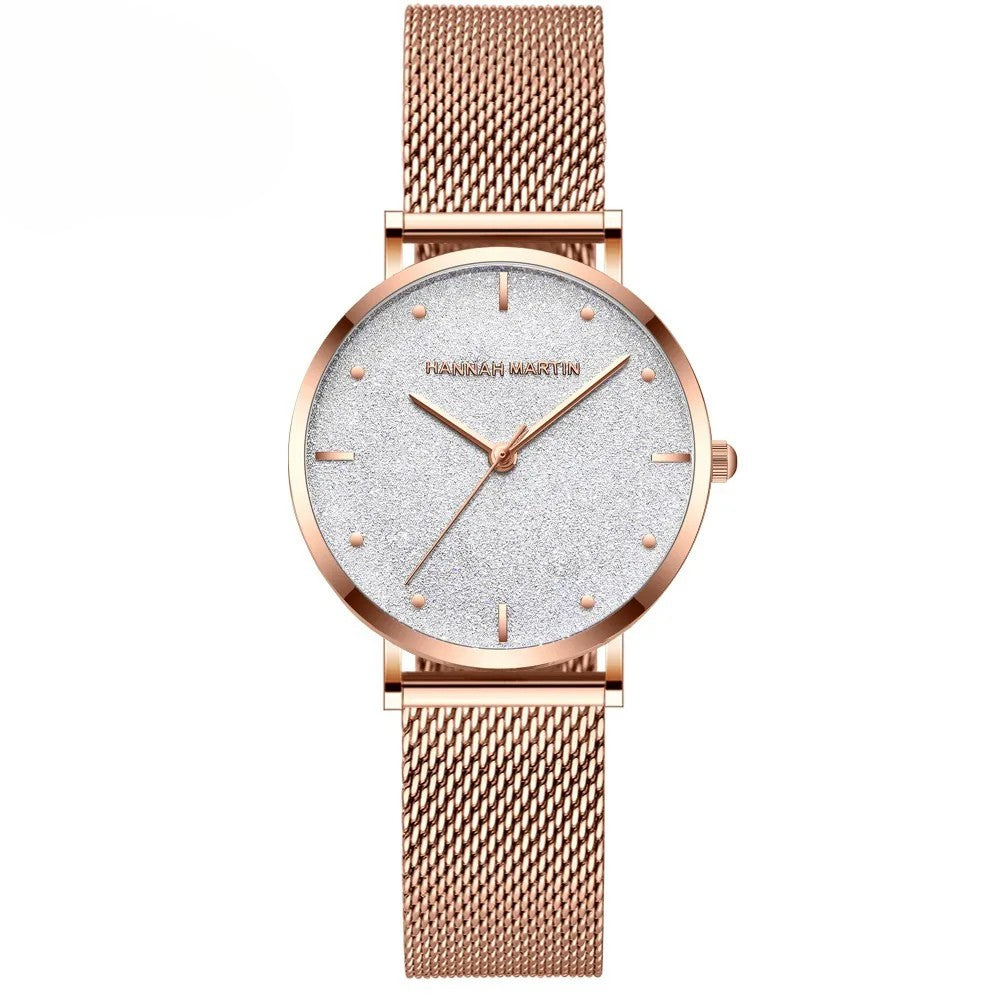 Hannah Martin Rose Gold Mesh Watch – Elegant Women’s Luxury Timepiece
