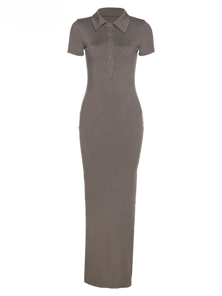 Chic Black Polo Midi Dress – Effortless Fit, Elegant Mood