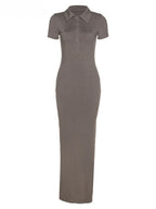 Chic Black Polo Midi Dress – Effortless Fit, Elegant Mood