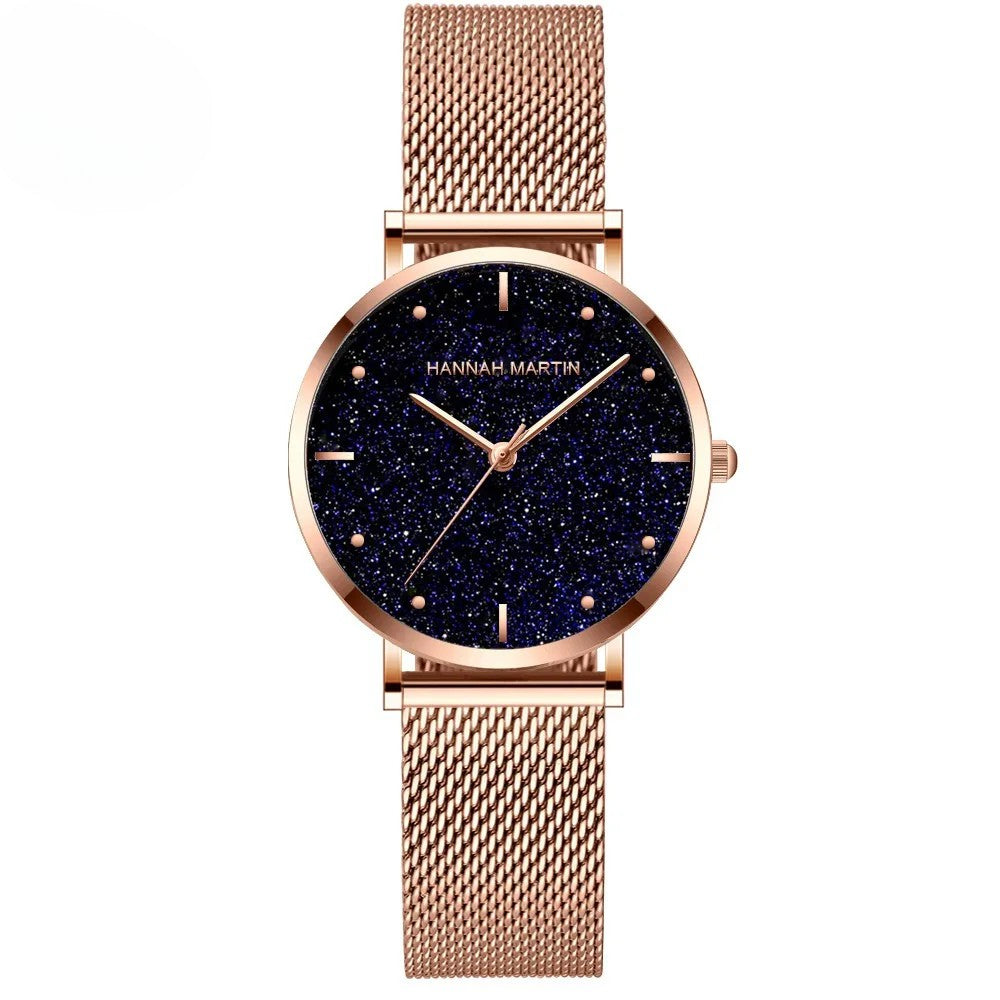 Hannah Martin Rose Gold Mesh Watch – Elegant Women’s Luxury Timepiece