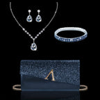 Blue & Gold Luxury Jewellery & Clutch Set – Necklace, Earrings, Bracelet & Evening Bag