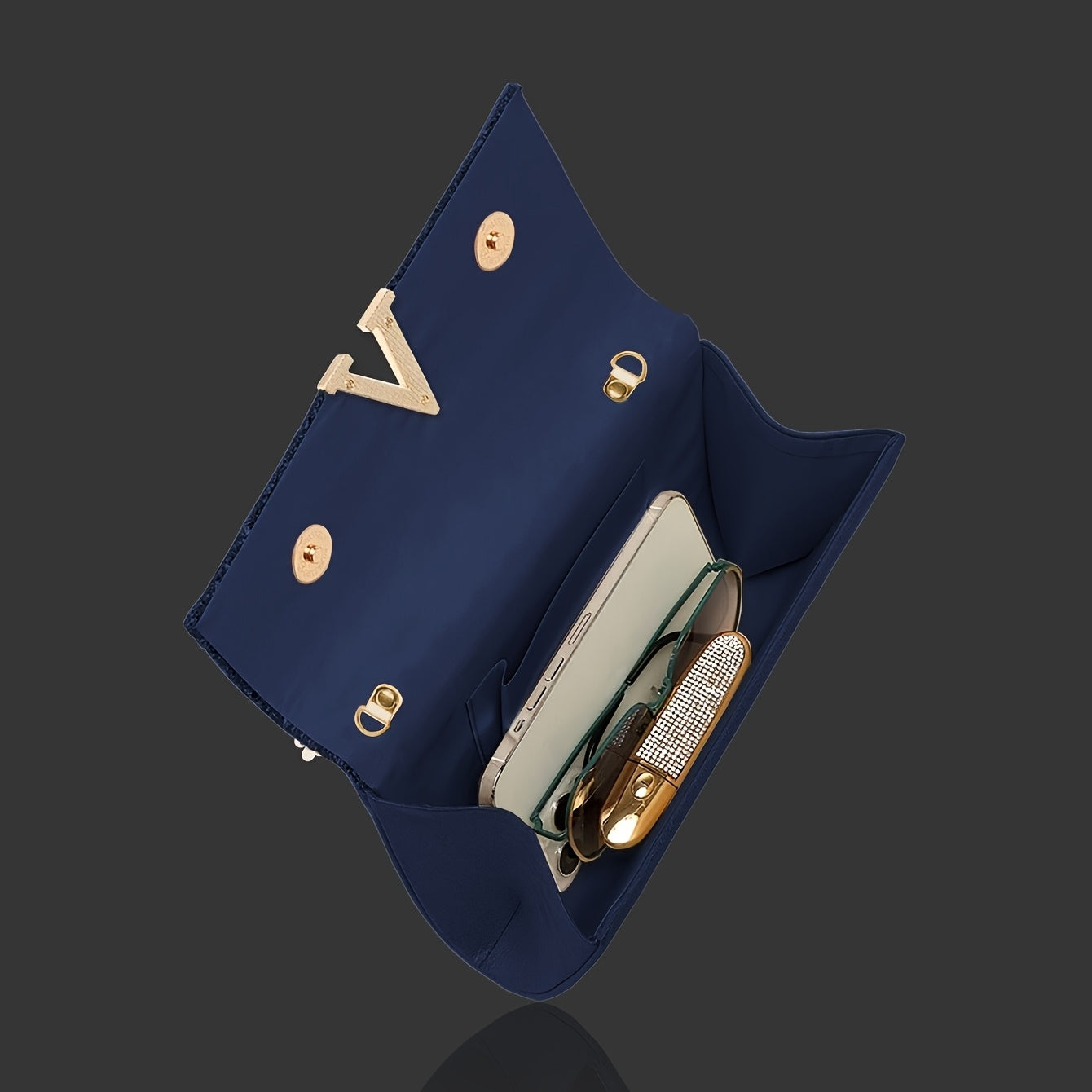 Blue & Gold Luxury Jewellery & Clutch Set – Necklace, Earrings, Bracelet & Evening Bag