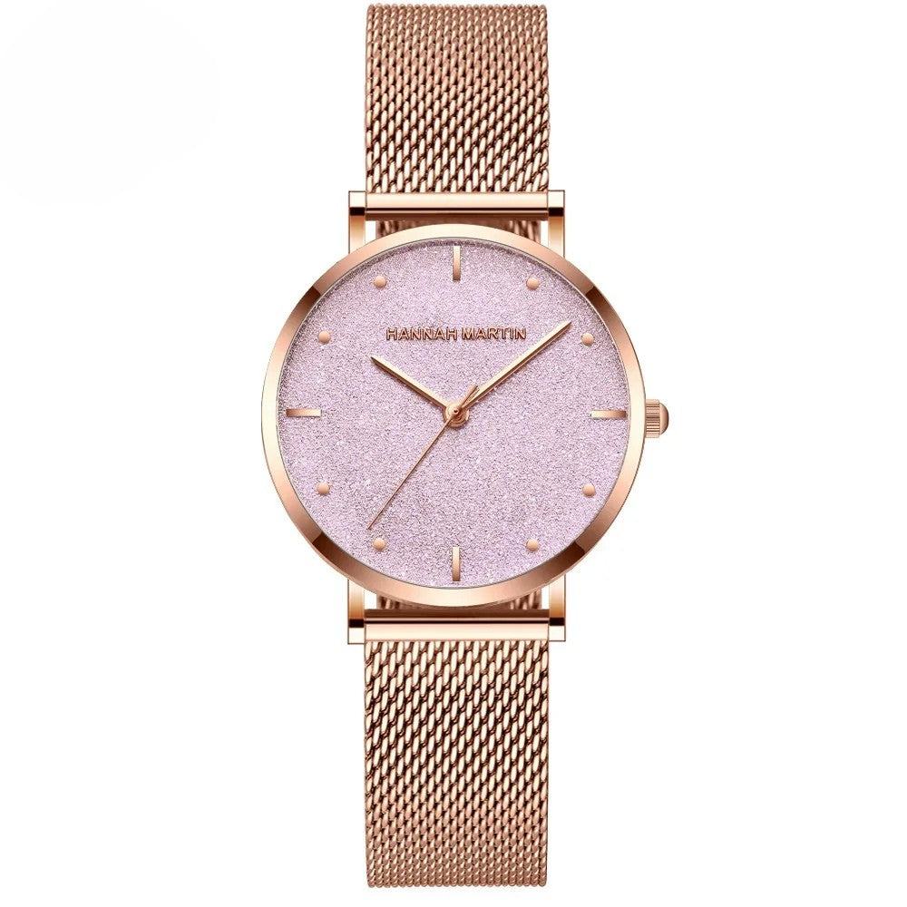 Hannah Martin Rose Gold Mesh Watch – Elegant Women’s Luxury Timepiece