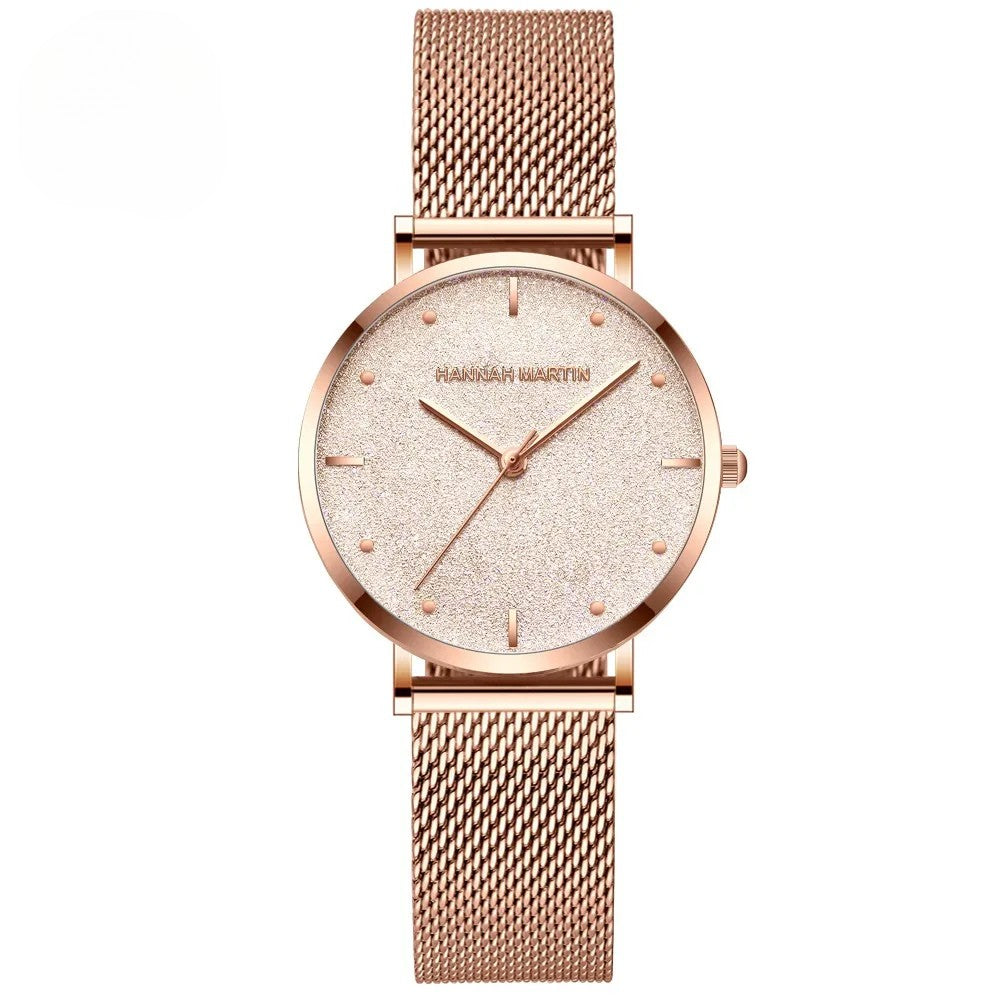 Hannah Martin Rose Gold Mesh Watch – Elegant Women’s Luxury Timepiece