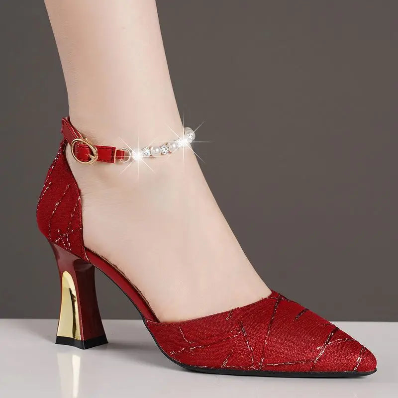 Elegant Pearl Accent Heels