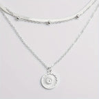Elegant Layered Circle Pendant Necklace – Gold & Silver