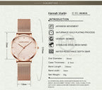 Hannah Martin Rose Gold Mesh Watch – Elegant Women’s Luxury Timepiece