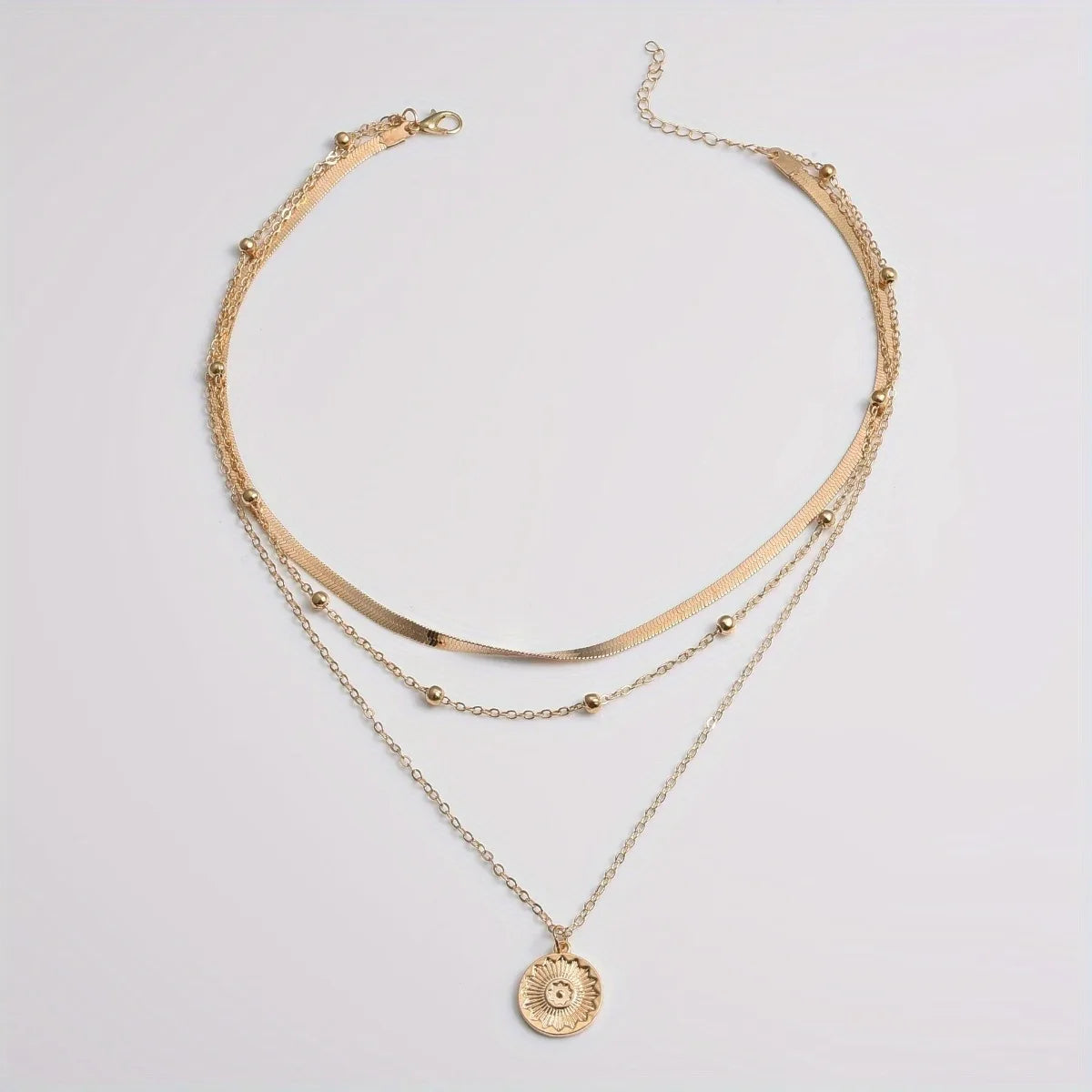 Elegant Layered Circle Pendant Necklace – Gold & Silver