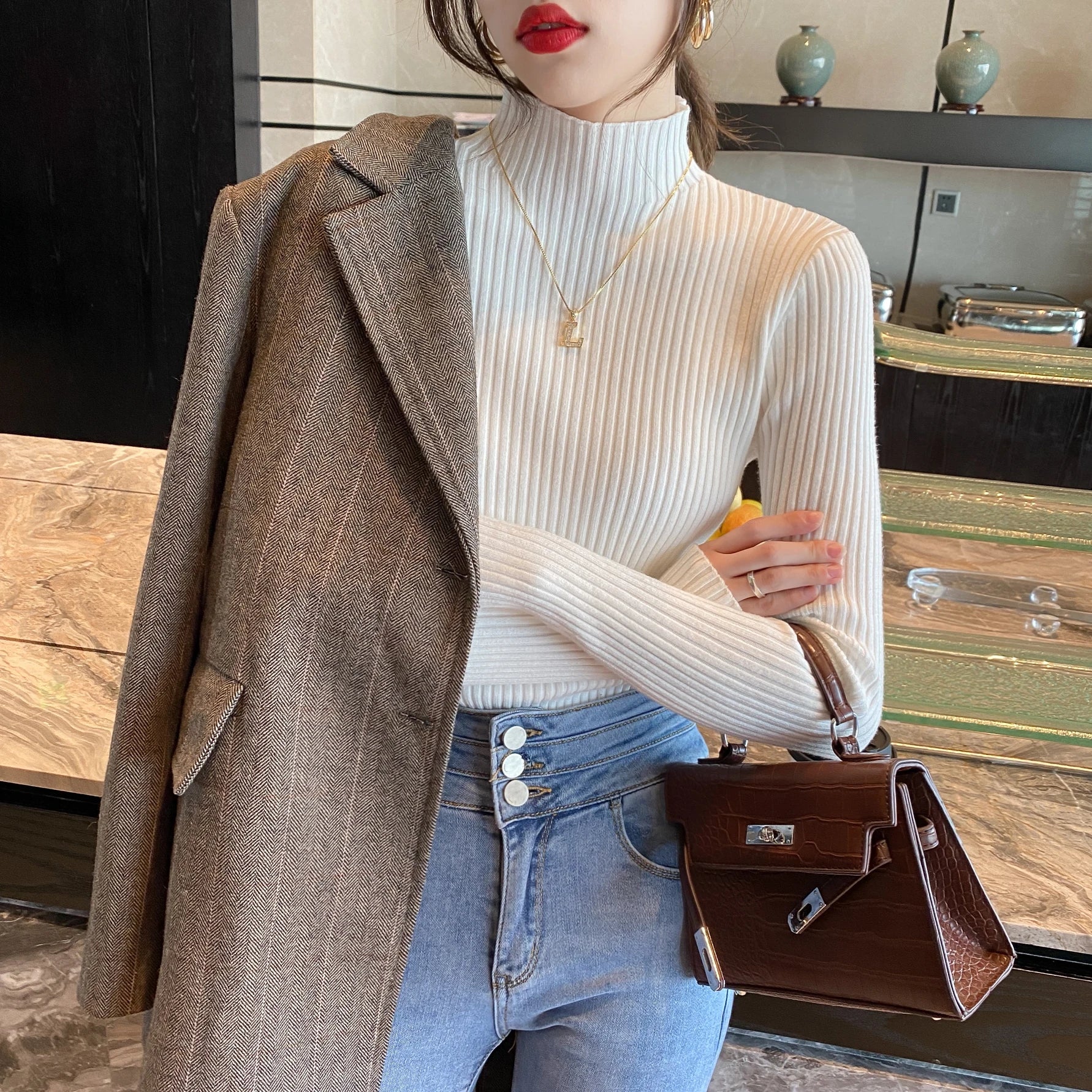 Ribbed Knit Long Sleeve Top – Chic Warmth & Effortless Style for Autumn & Winter