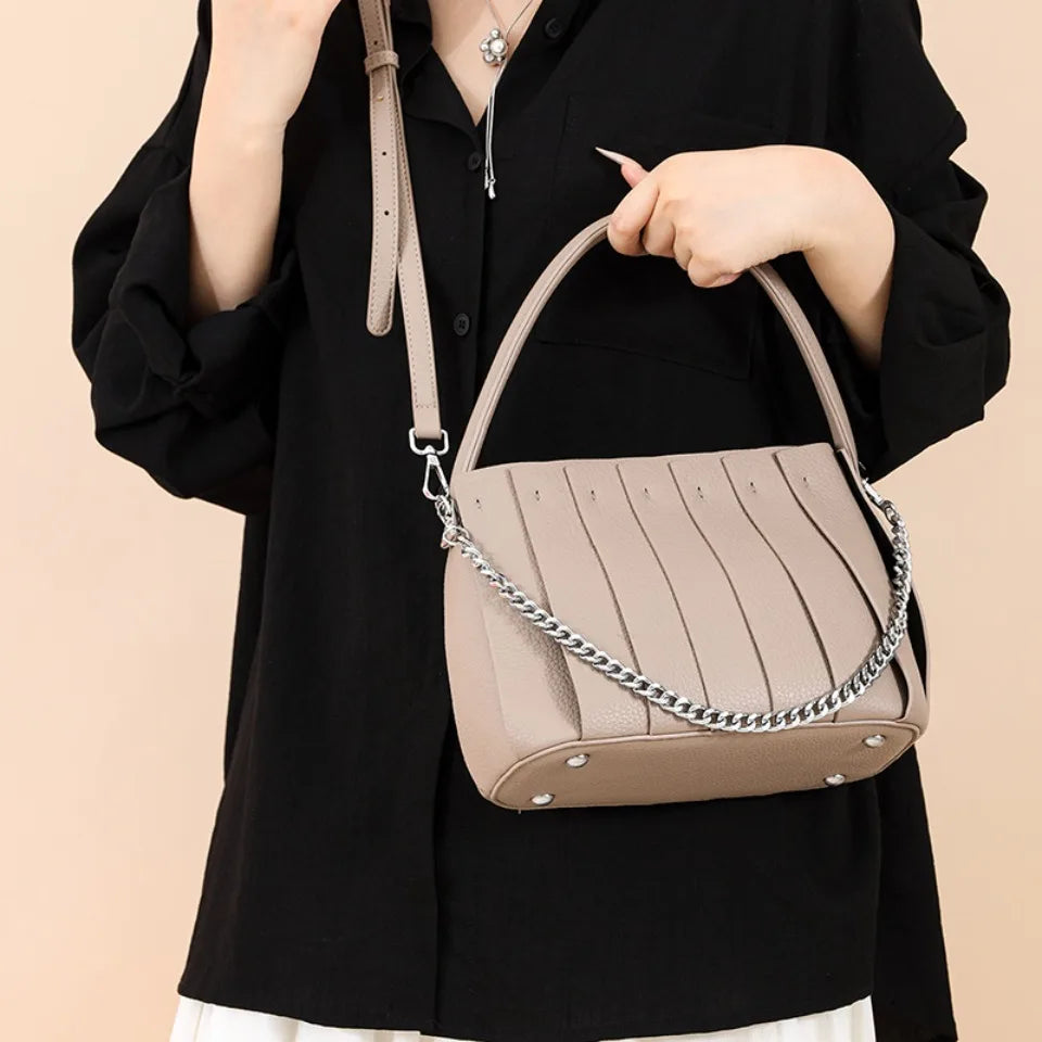 Structured Women's Handbag – Elegant Faux Leather with Inner Storage