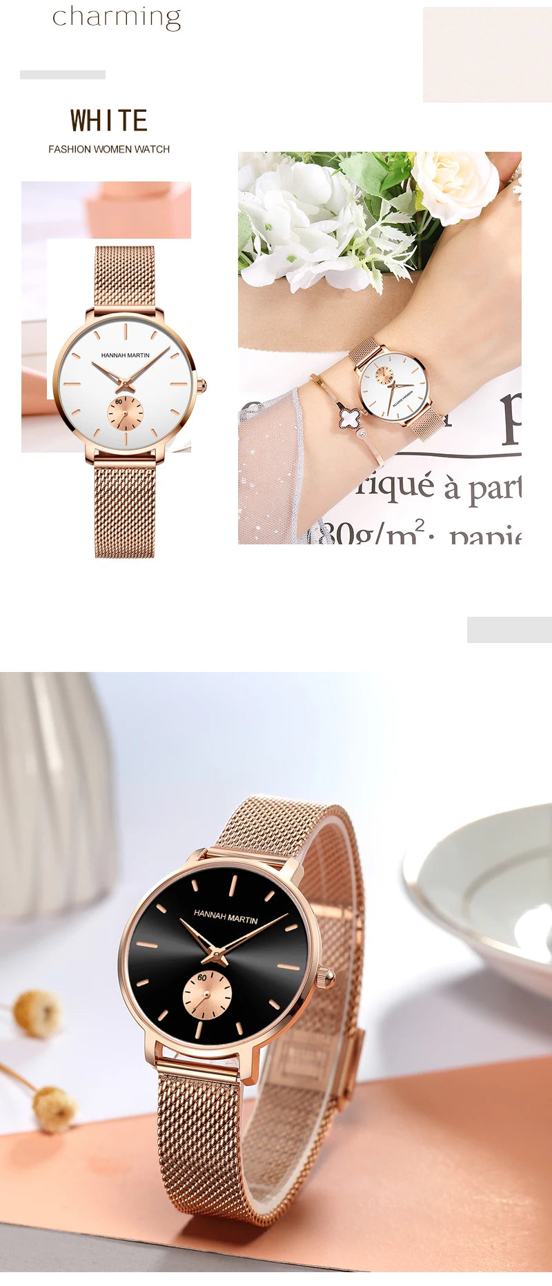 Classic Round Dial Mesh Strap Watch – Multiple Colours