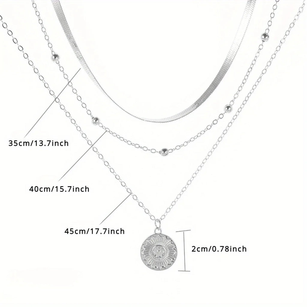 Elegant Layered Circle Pendant Necklace – Gold & Silver