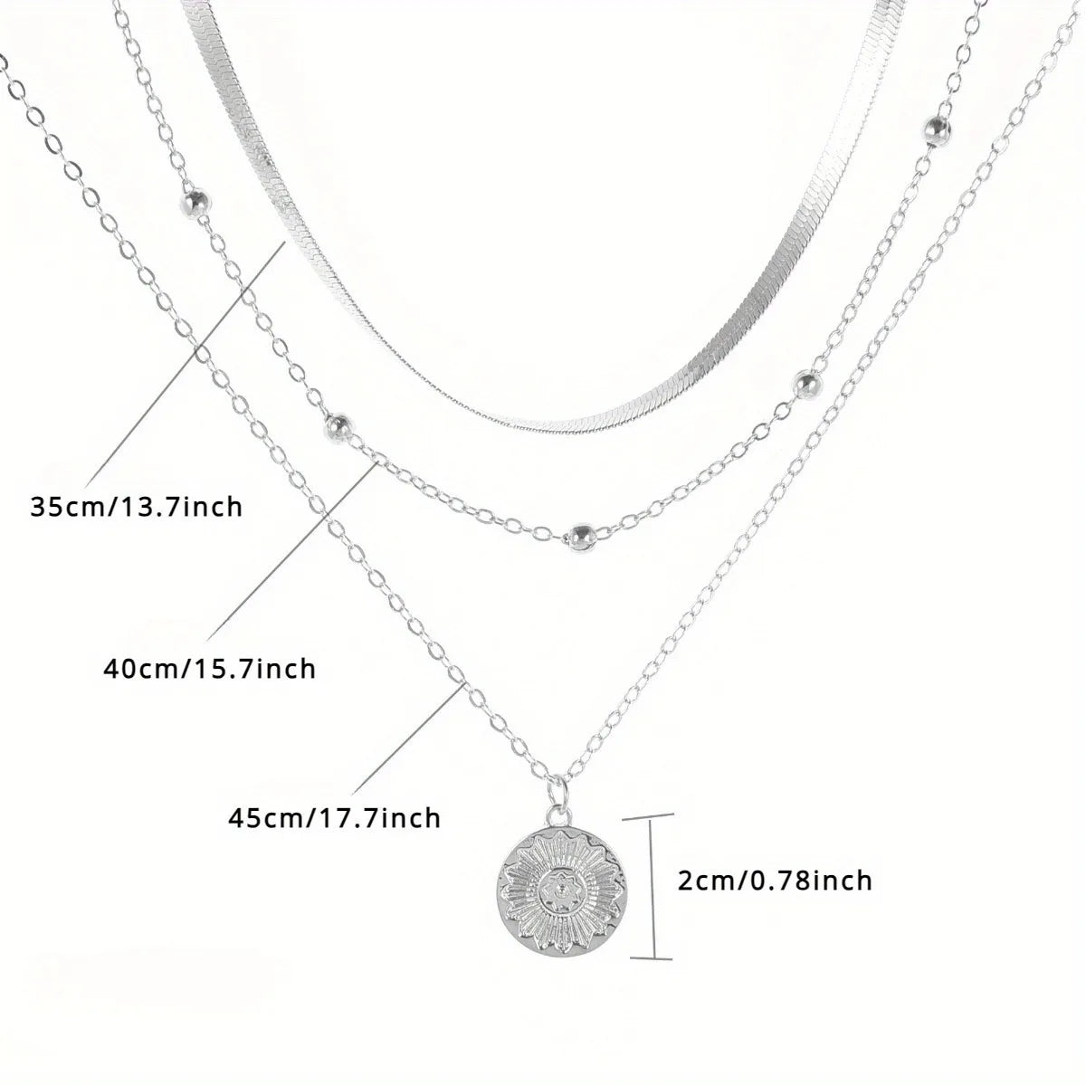 Elegant Layered Circle Pendant Necklace – Gold & Silver