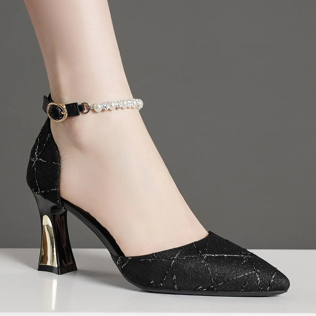 Elegant Pearl Accent Heels