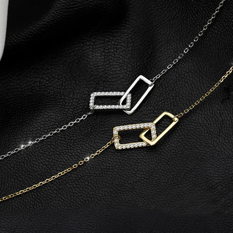 Elegant Interlocking Necklace – Rectangle & Round Designs