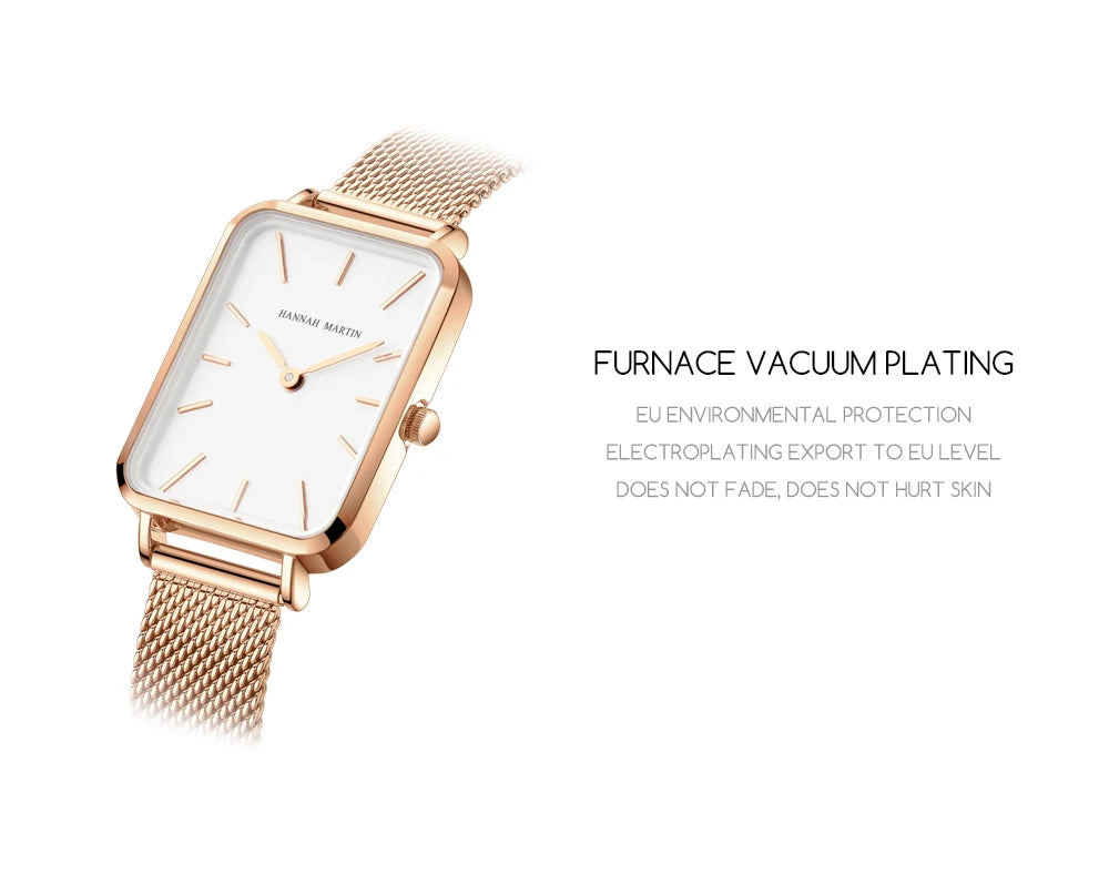 Elegant Square Dial Mesh Strap Watch – Multiple Colours
