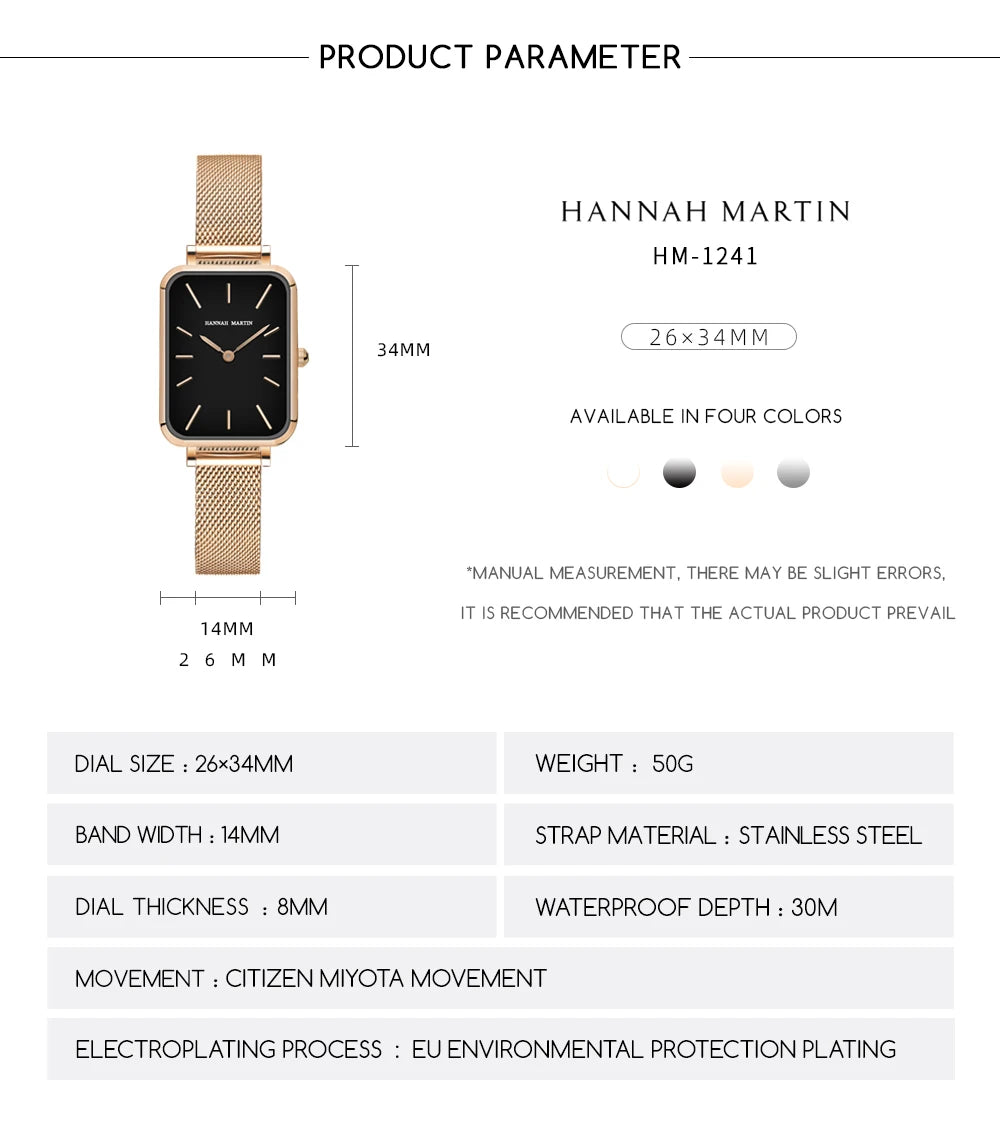 Elegant Square Dial Mesh Strap Watch – Multiple Colours