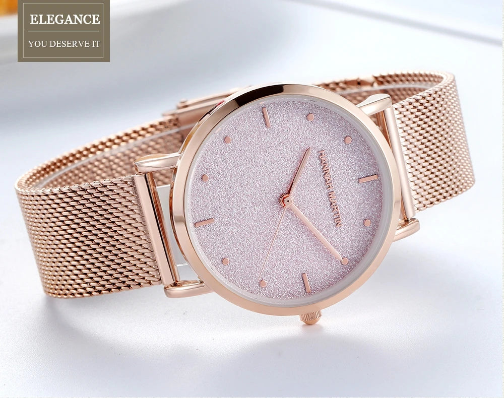 Hannah Martin Rose Gold Mesh Watch – Elegant Women’s Luxury Timepiece