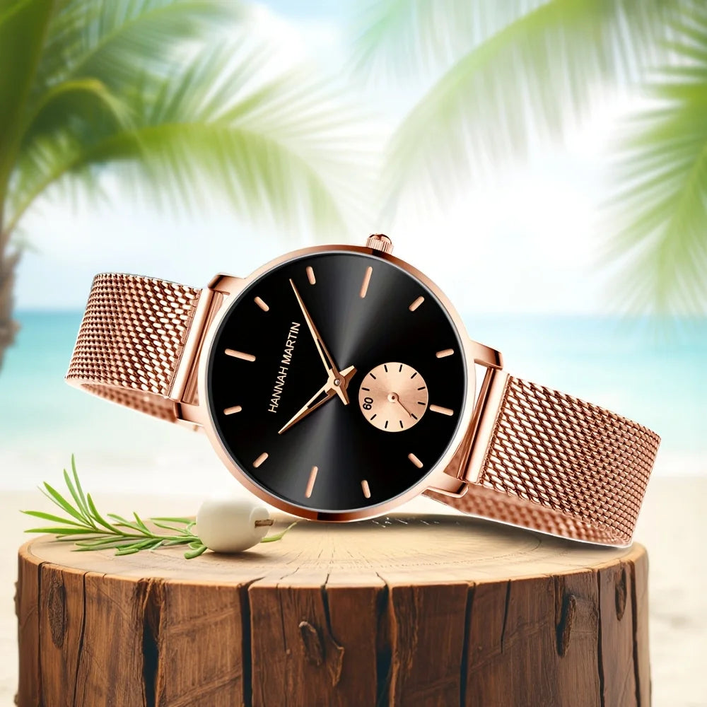 Classic Round Dial Mesh Strap Watch – Multiple Colours