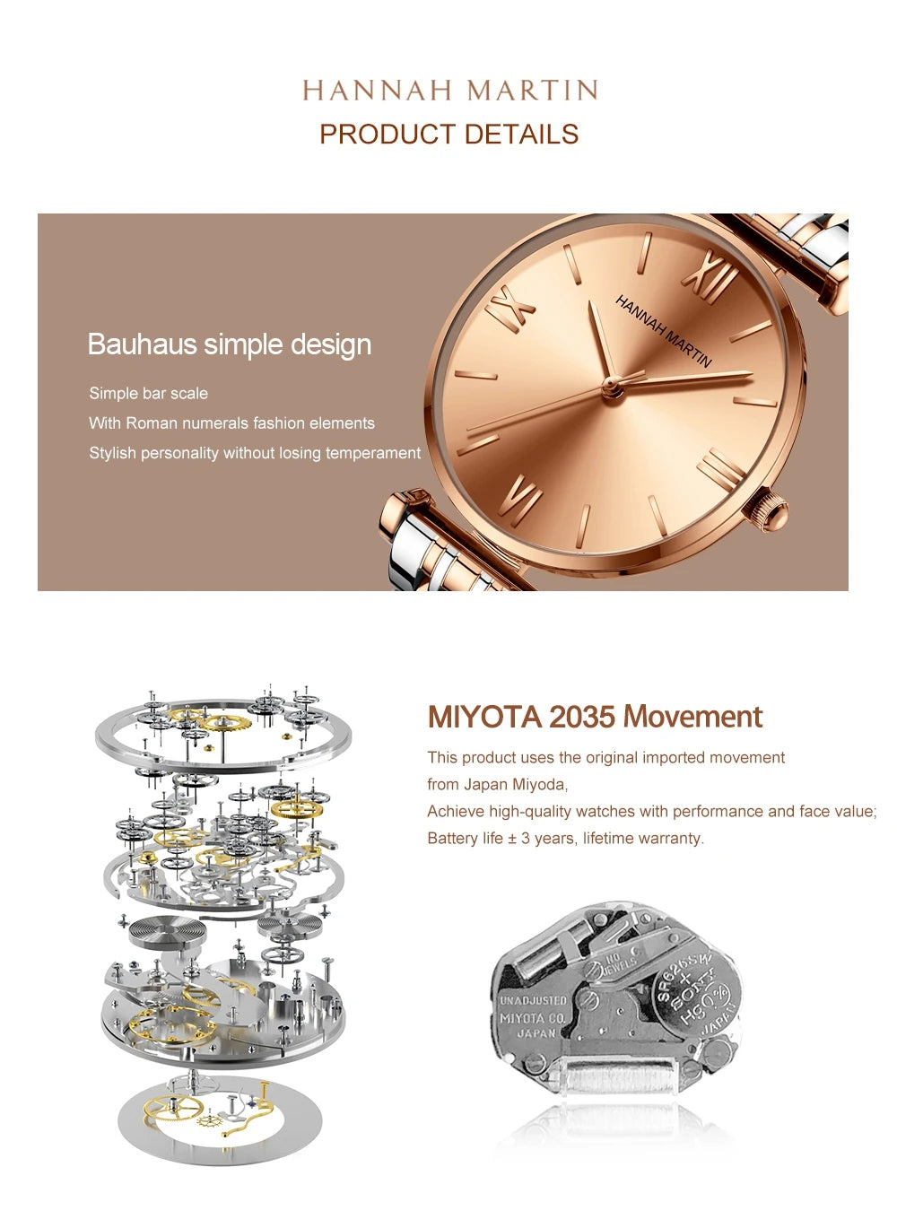 Hannah Martin Classic Two-Tone Watch – Sophisticated & Timeless
