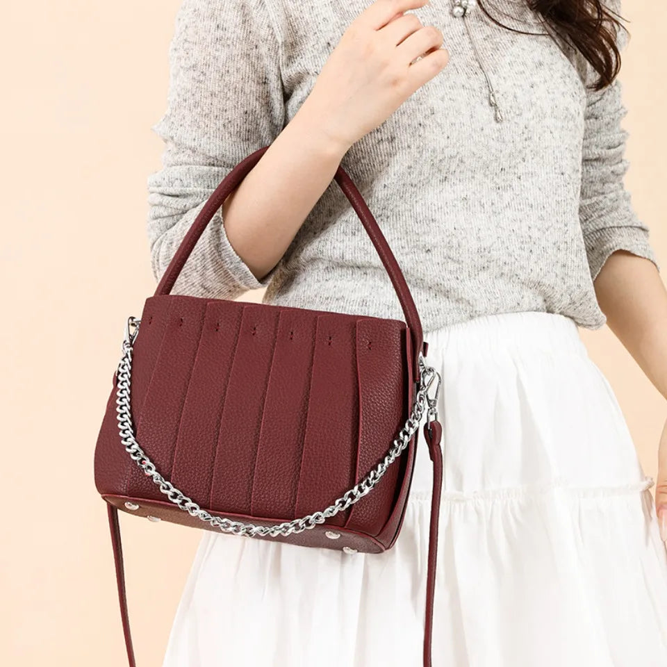 Structured Women's Handbag – Elegant Faux Leather with Inner Storage