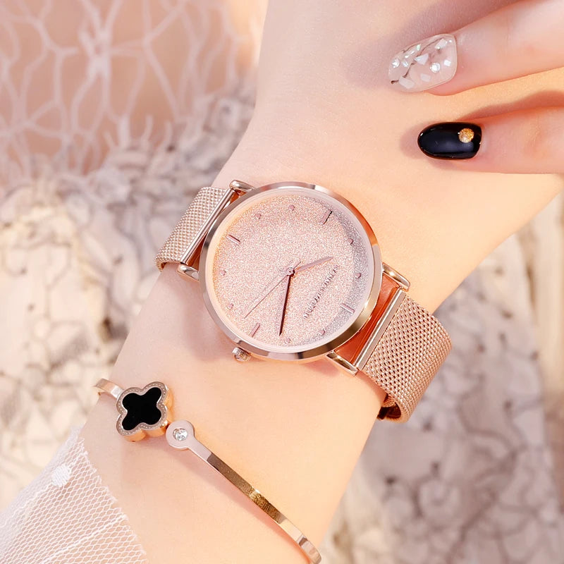 Hannah Martin Rose Gold Mesh Watch – Elegant Women’s Luxury Timepiece