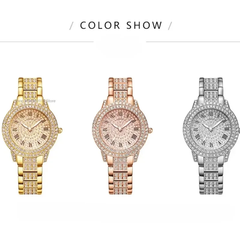 Luxury Crystal Women’s Watch - Gold, Rose Gold & Silver