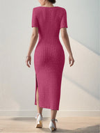 Square Neck Short Sleeve Midi Dress – Light, Flattering & Effortlessly Chic for Summer