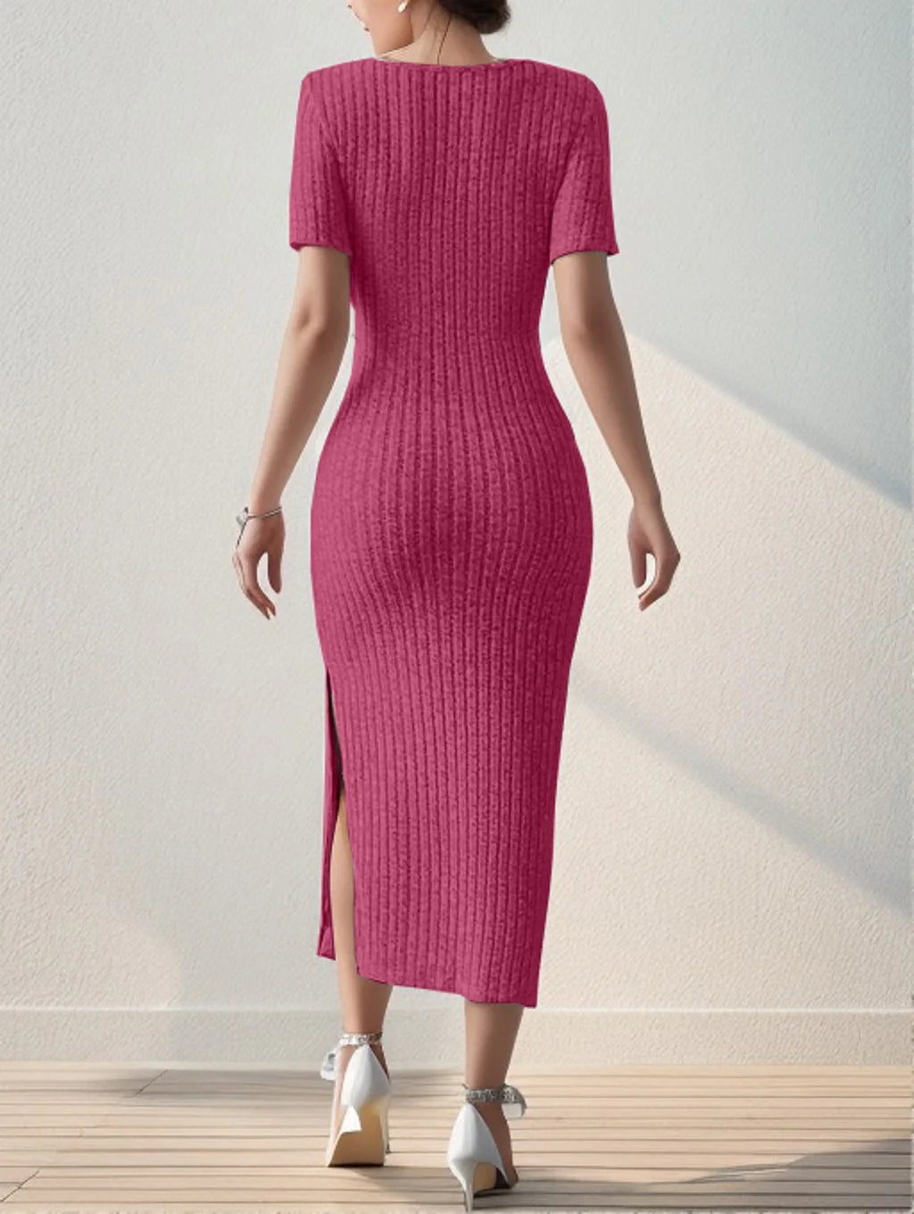 Square Neck Short Sleeve Midi Dress – Light, Flattering & Effortlessly Chic for Summer