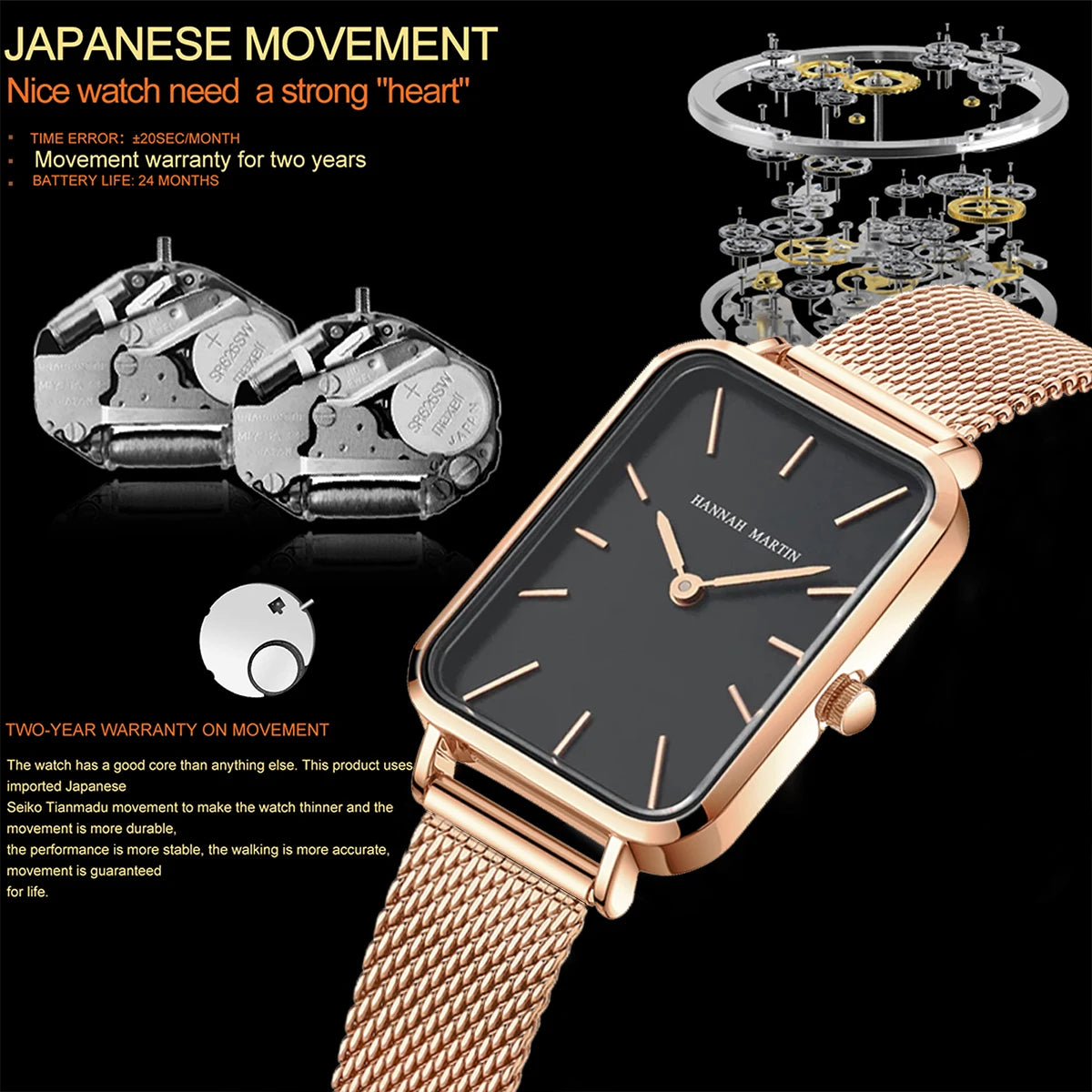 Elegant Square Dial Mesh Strap Watch – Multiple Colours
