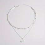 Elegant Layered Circle Pendant Necklace – Gold & Silver