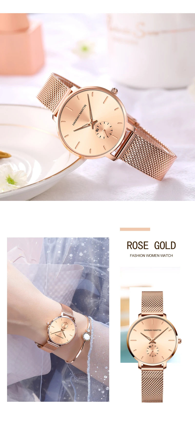Classic Round Dial Mesh Strap Watch – Multiple Colours