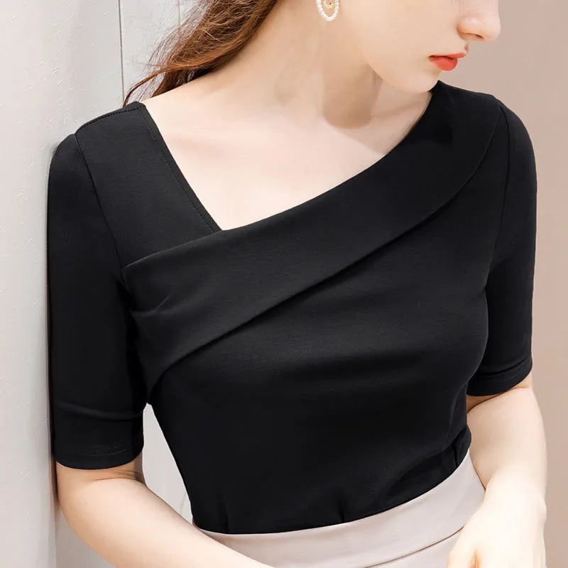 Elegant Off-Shoulder Red Blouse – Sophisticated Women’s Spring Summer Top