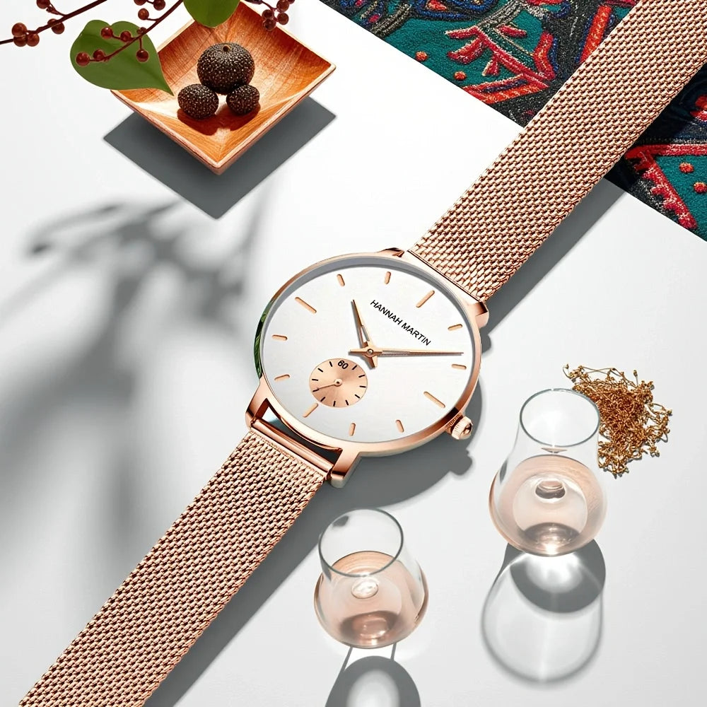 Classic Round Dial Mesh Strap Watch – Multiple Colours