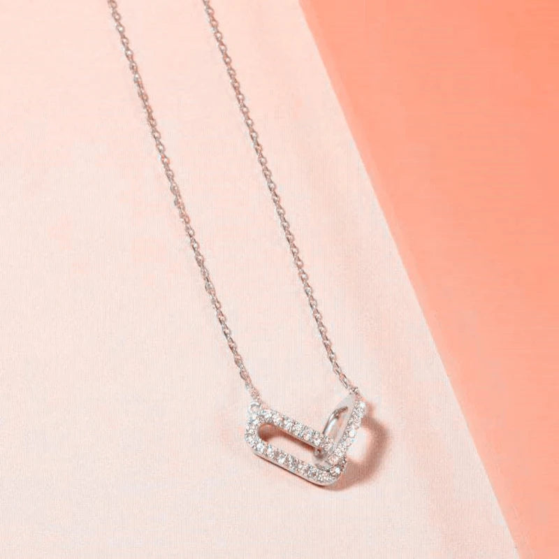 Elegant Interlocking Necklace – Rectangle & Round Designs