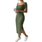 Square Neck Short Sleeve Midi Dress – Light, Flattering & Effortlessly Chic for Summer