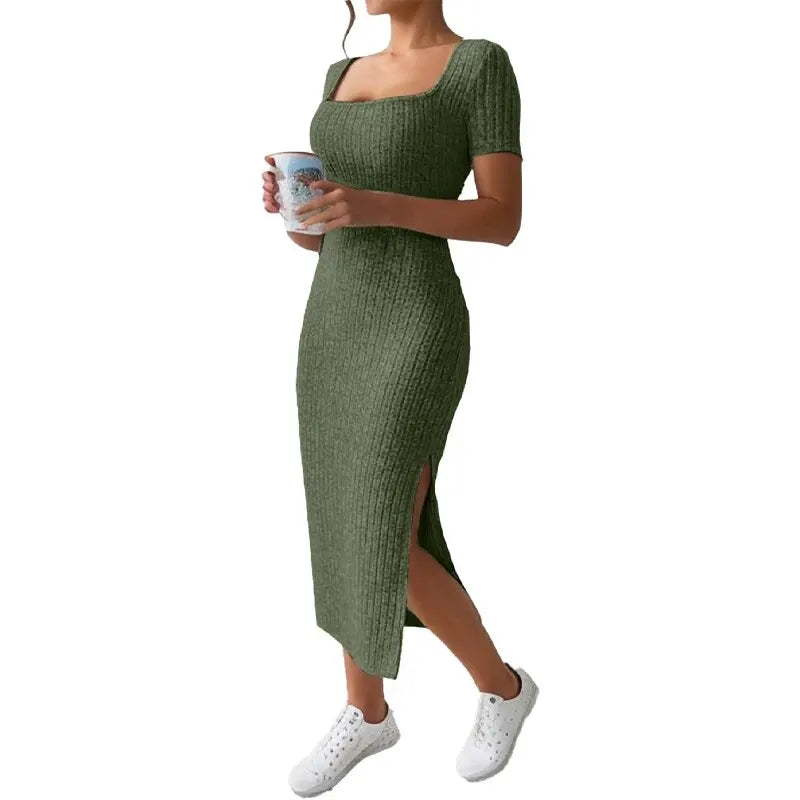 Square Neck Short Sleeve Midi Dress – Light, Flattering & Effortlessly Chic for Summer