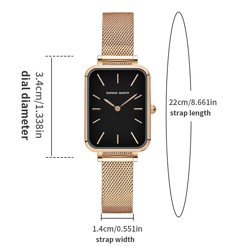 Elegant Square Dial Mesh Strap Watch – Multiple Colours