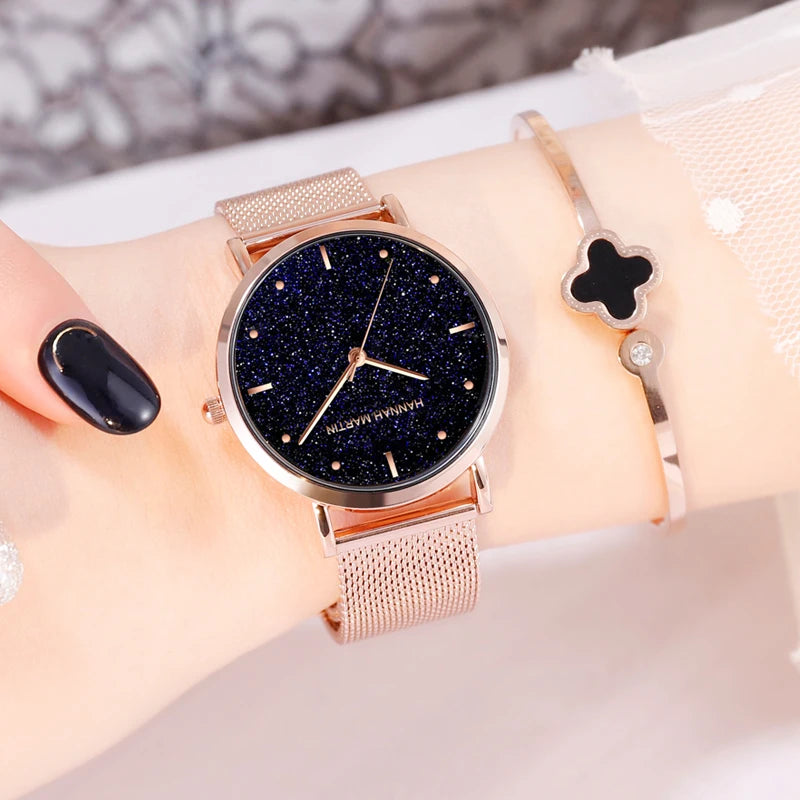 Hannah Martin Rose Gold Mesh Watch – Elegant Women’s Luxury Timepiece