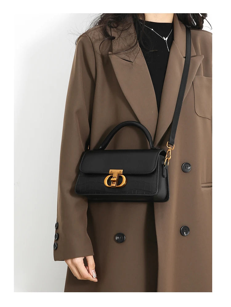 Timeless Elegance Structured Shoulder Bag – Black & Brown