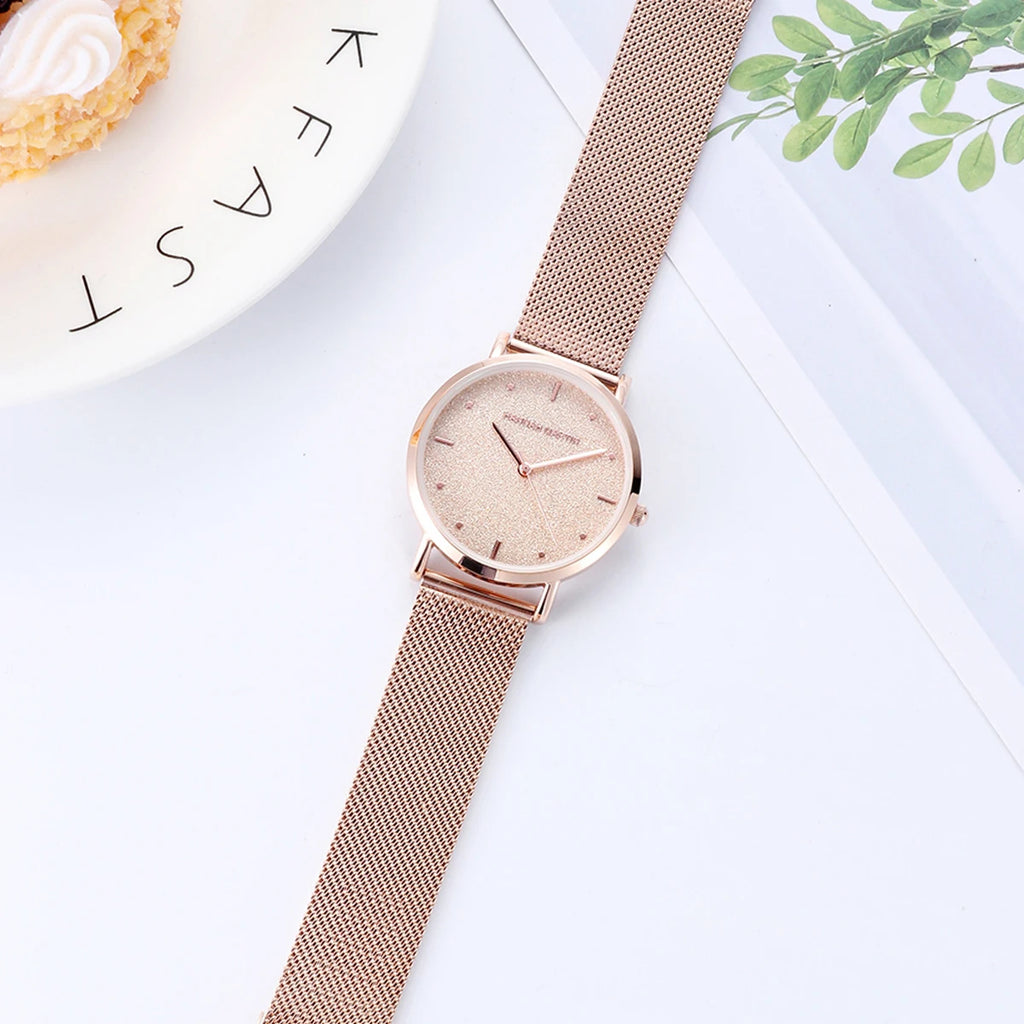 Hannah Martin Rose Gold Mesh Watch – Elegant Women’s Luxury Timepiece