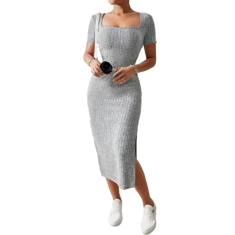 Square Neck Short Sleeve Midi Dress – Light, Flattering & Effortlessly Chic for Summer
