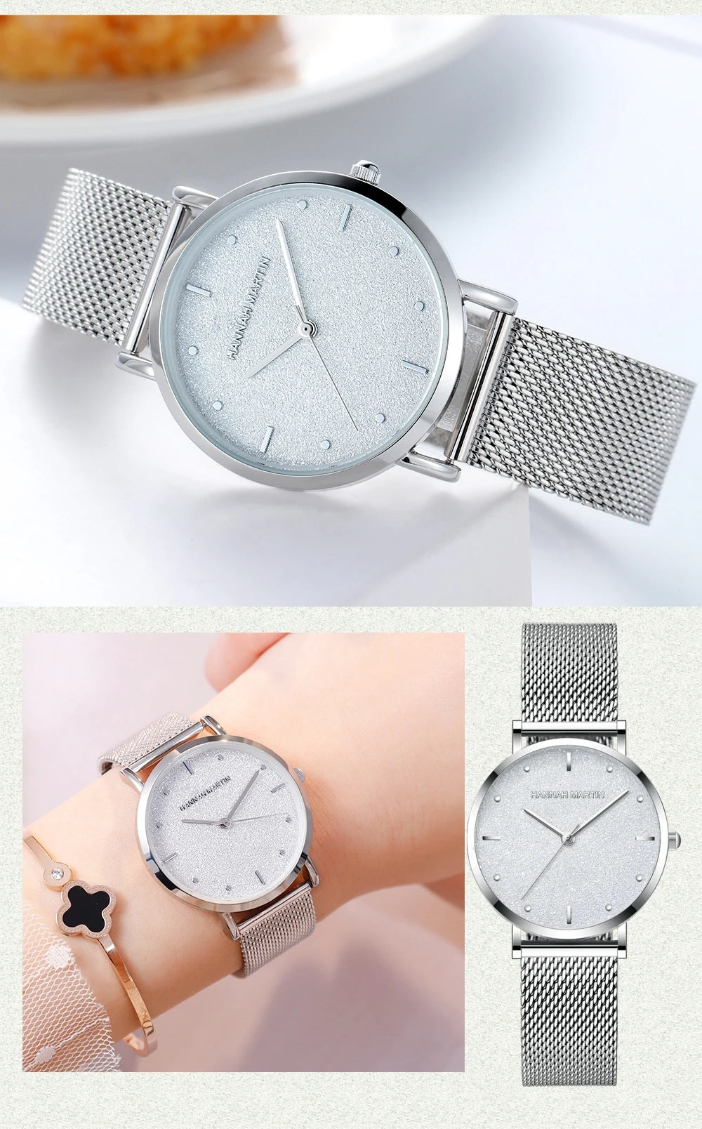 Hannah Martin Rose Gold Mesh Watch – Elegant Women’s Luxury Timepiece