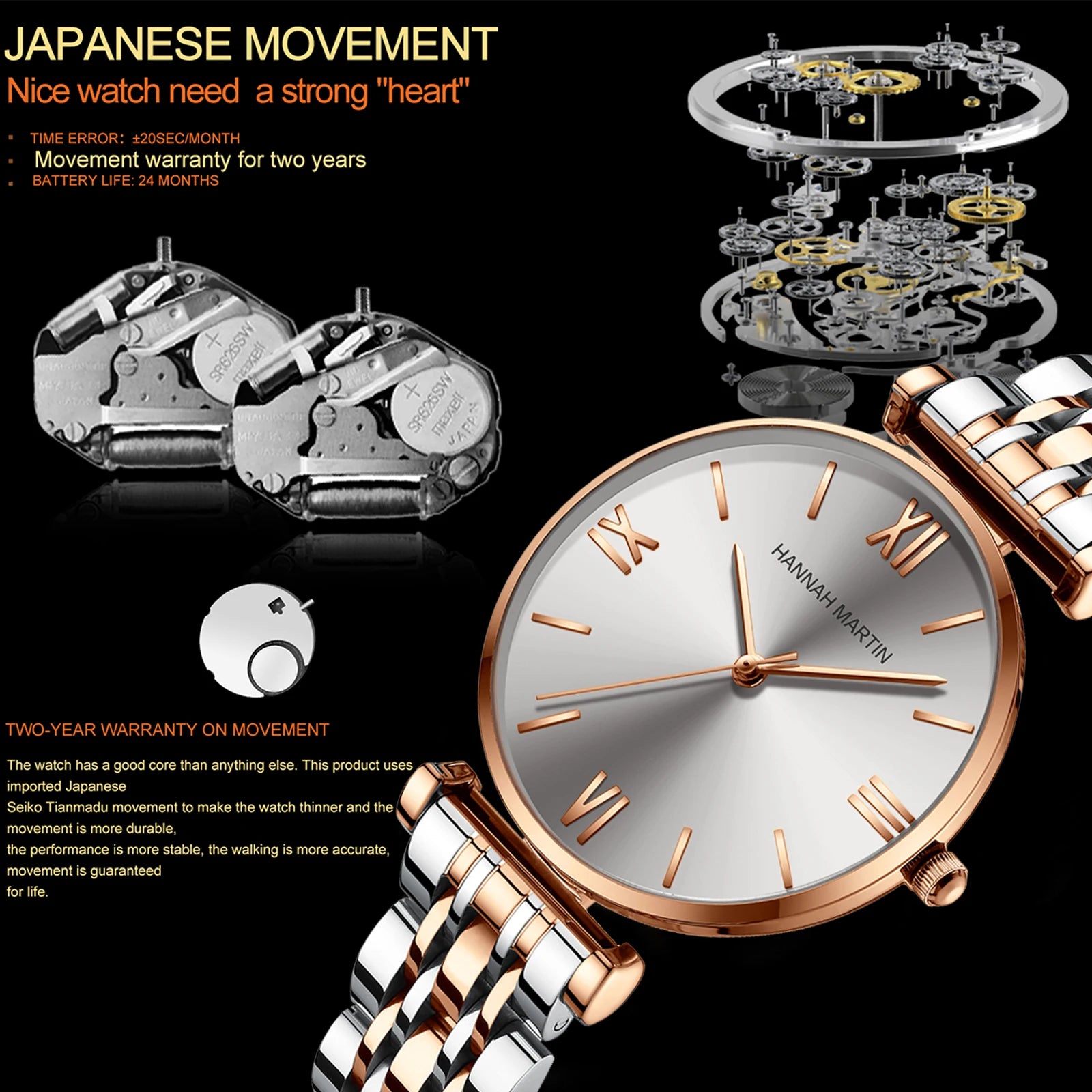 Hannah Martin Classic Two-Tone Watch – Sophisticated & Timeless