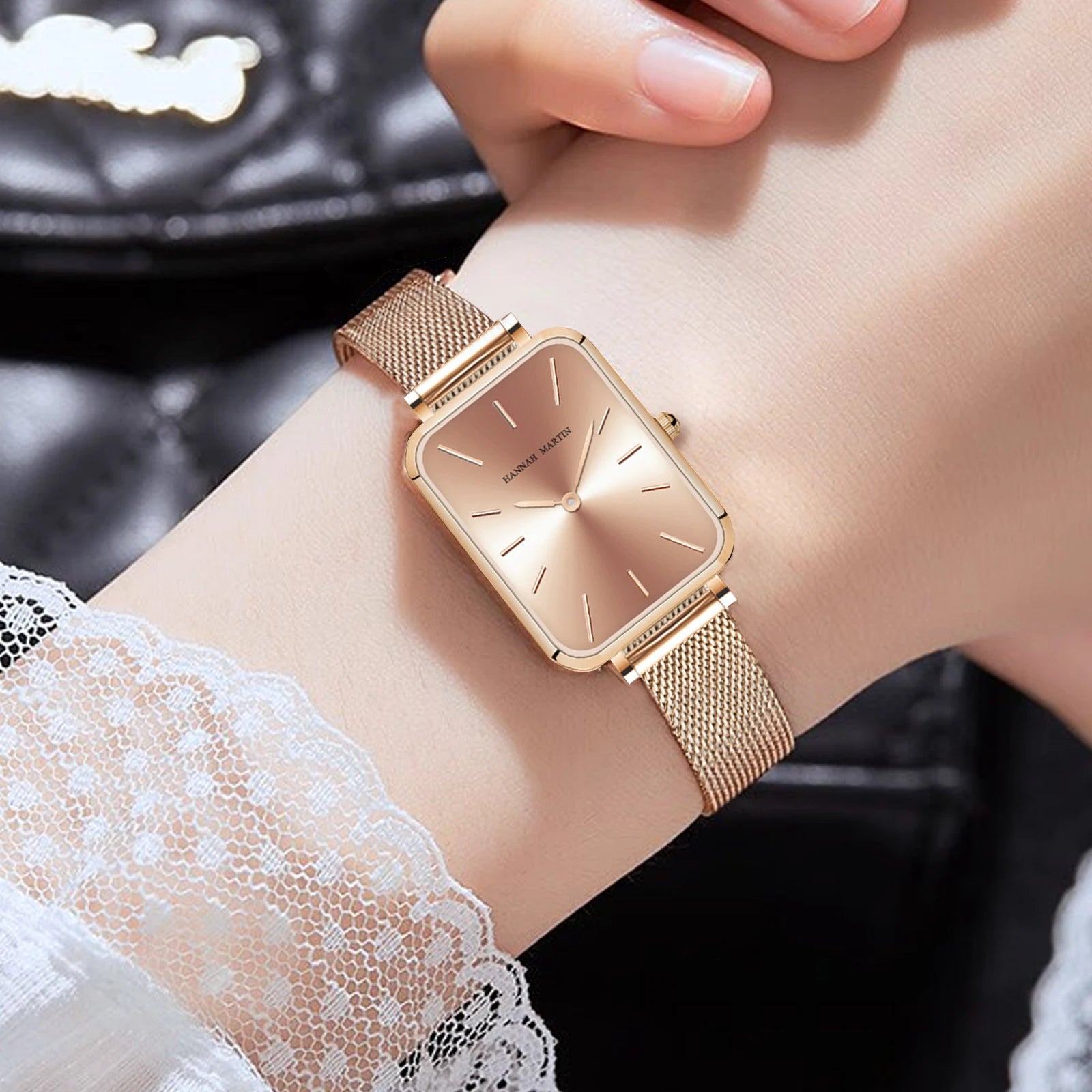 Elegant Square Dial Mesh Strap Watch – Multiple Colours