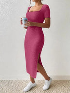 Square Neck Short Sleeve Midi Dress – Light, Flattering & Effortlessly Chic for Summer