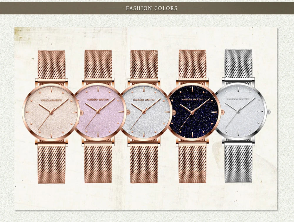 Hannah Martin Rose Gold Mesh Watch – Elegant Women’s Luxury Timepiece