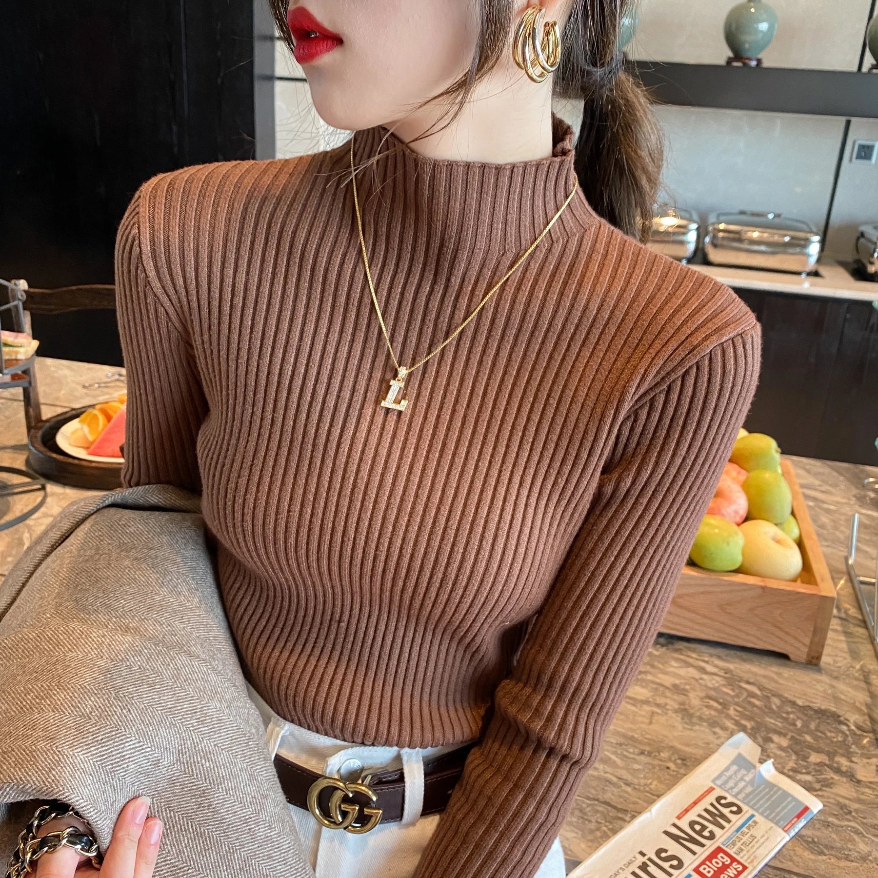 Ribbed Knit Long Sleeve Top – Chic Warmth & Effortless Style for Autumn & Winter